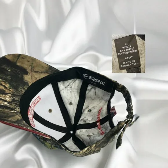 Mossy Oak Camo Baseball Cap JGM Valve Tuck Strap USA Flag - Picture 5 of 8